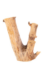 Wooden snag on a white background