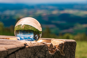 Crystal ball landscape shot at Hohenbogen summit - Bavarian Forest - Bavaria - Germany