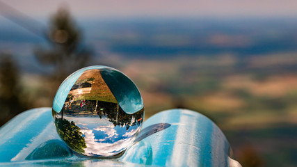 Crystal ball landscape shot at Hohenbogen summit - Bavarian Forest - Bavaria - Germany