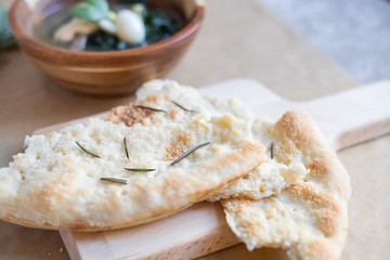 bread with cream cheese and chives