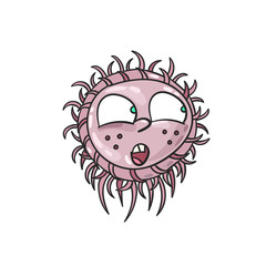 Microbe doodle. Virus sketch. Bacteria. Cell. Germ. Allergy. Disease. Parasite. Unicellular organism. Cute cartoon microbe. Infection. Funny microorganism. Alien.