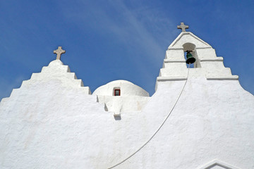 Fototapeta premium The Church of Panagia Paraportiani is situated in the neighbourhood of Kastro, in the town of Chora, on the Greek island of Mykonos. Its name literally means 