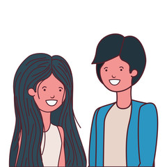 young couple in white background avatar character