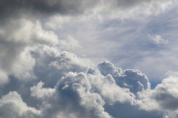 Dramatic sky cloudscape with the stormy clouds background texture.