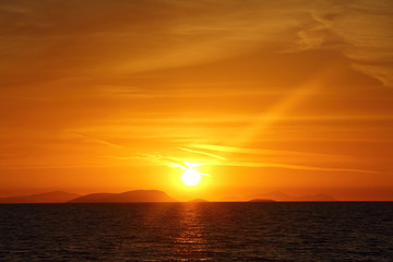 Fototapeta premium Seaside town of Turgutreis and spectacular sunsets