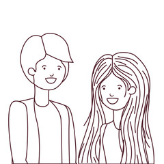 silhouette of young couple in white background