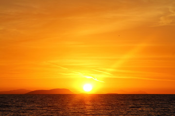 Fototapeta premium Seaside town of Turgutreis and spectacular sunsets