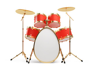 Fototapeta na wymiar Egg in the form of a drum set isolated on a white background. Clipping path included.