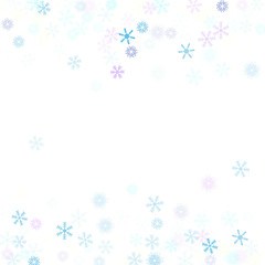 Falling down snow confetti, snowflake vector border. Festive winter, Christmas, New Year sale background. Cold weather, winter storm, scatter texture. Hipster snowfall falling snowflakes cool confetti