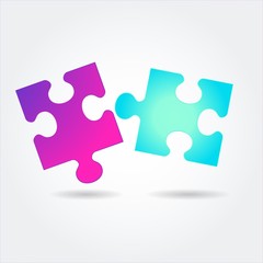 Color bright gradient puzzle icon on a white background.