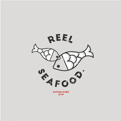 fish seafood vintage logo template