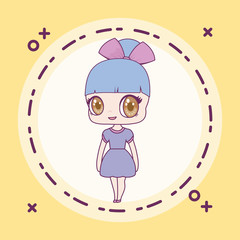 cute little doll in frame circular