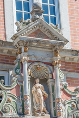 Decorative elements at facade Leist-Haus Hameln Lower Saxony (Niedersachsen) Germany