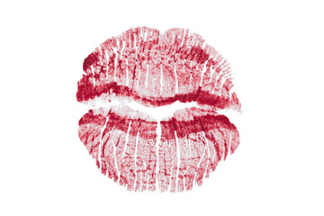 Lipstick kiss isolated on white background