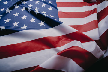 Fototapeta premium United States of America flag. Image of the american flag flying in the wind.