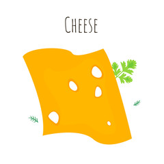 Slice of cheese. Isolated cartoon dishes. Doodle color set of ingredients and products for cooking