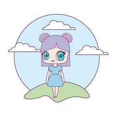 cute little doll in landscape