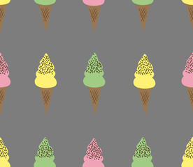 Vector seamless pattern with colorful delicious ice creams.