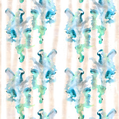 Bright abstract watercolor blots and splashes and patterns seamless pattern