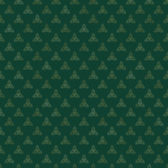 Gold Celtic Knot Seamless Pattern - Beautiful gold Celtic knot design on green background