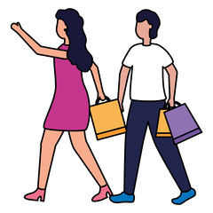 man and woman with shopping bags
