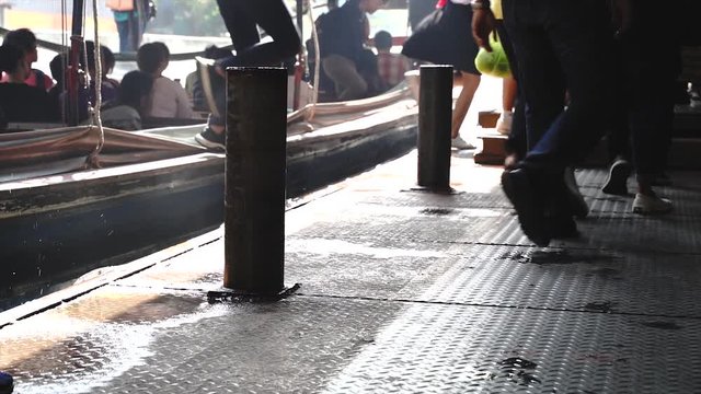 Saen Saep canal passenger boat, in Bangkok, the capital city of Thailand, atmosphere at noon.