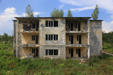 Fototapeta na wymiar Abandoned housing estate in Eastern Europe