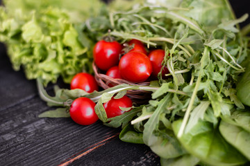 vegetables lie on the kitchen table, the source of vitamins and minerals