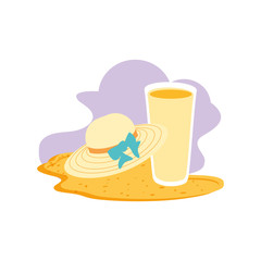 fresh juice fruit with hat straw