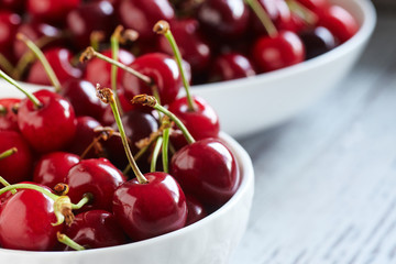 Cherries in a white bowl