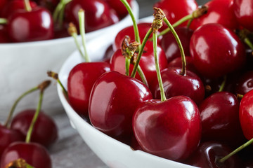 Cherries in a white bowl
