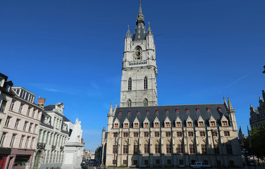 Fototapeta premium The belfry of Ghent an old medieval tower in the old city centre of Ghent, Belgium.
