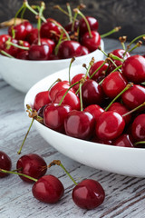 Cherries in a white bowl