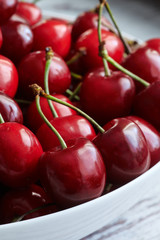 Cherries in a white bowl