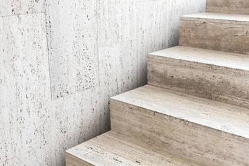 Empty stairway decorated with stone