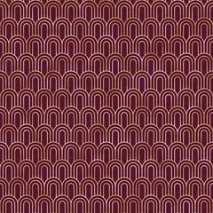 Wallpaper murals Bordeaux Art Deco Seamless Pattern - Repeating metallic pattern design with art deco motif