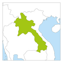 Obraz premium Map of Laos green highlighted with neighbor countries