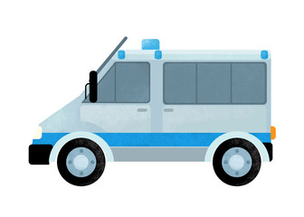 cartoon scene with police truck car on white background - illustration for children