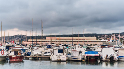 Fototapeta na wymiar DENIA, SPAIN - JUNE 13, 2019: Panoramic view of Denia port.