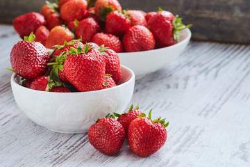 Strawberries in a white bowl
