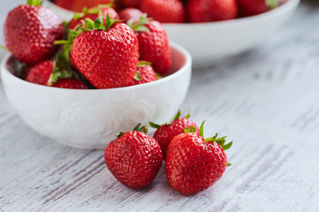Strawberries in a white bowl