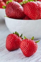 Strawberries in a white bowl
