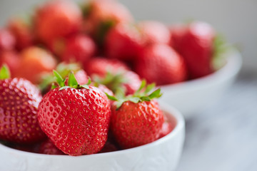 Strawberries in a white bowl