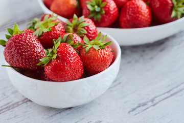 Strawberries in a white bowl
