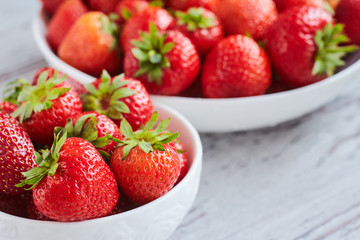 Strawberries in a white bowl