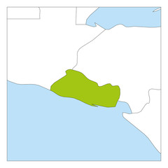 Fototapeta premium Map of El Salvador green highlighted with neighbor countries