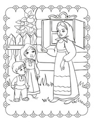 Coloring Book Of Mother Is Talking To Children
