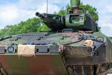 German infantry fighting vehicle drives on a street