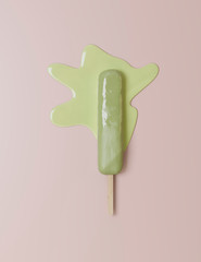 Poster with melted ice cream under the spotlights