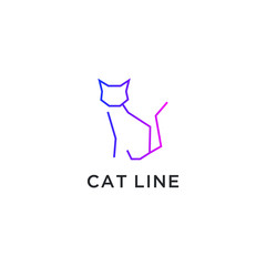 cat logo line concept